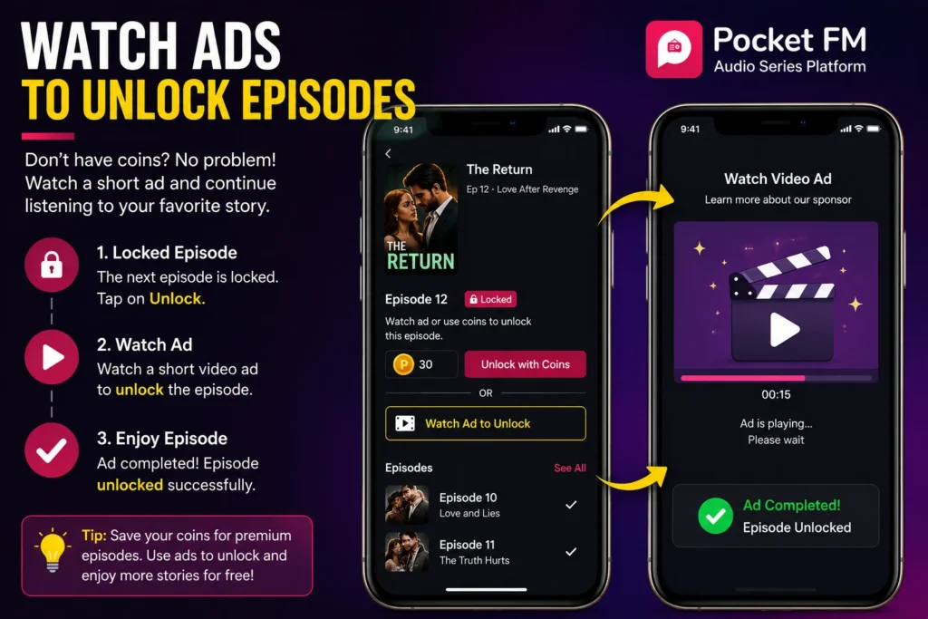 pocket fm watch ads