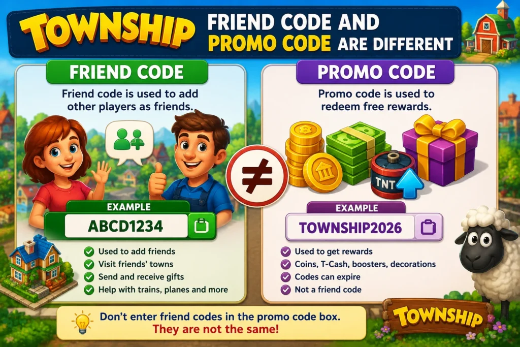 township friend code vs promo code